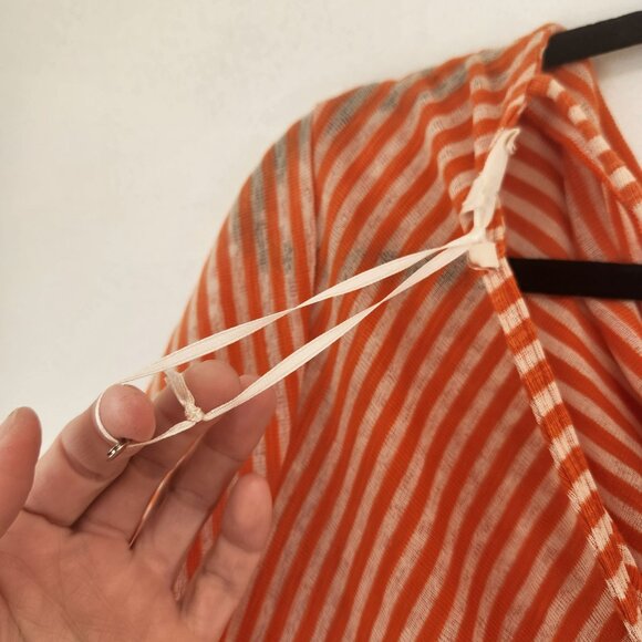 Easel Los Angeles Sheer Striped Boho Short Sleeve Blouse Open Back Women's S - Picture 6 of 8